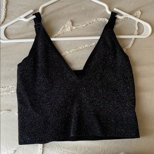 Cropped black sparkly tank top